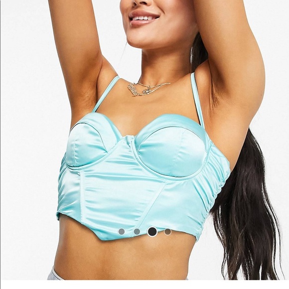 ✨ ASOS • Satin-gathered corset top and mini skirt - Picture 2 of 14